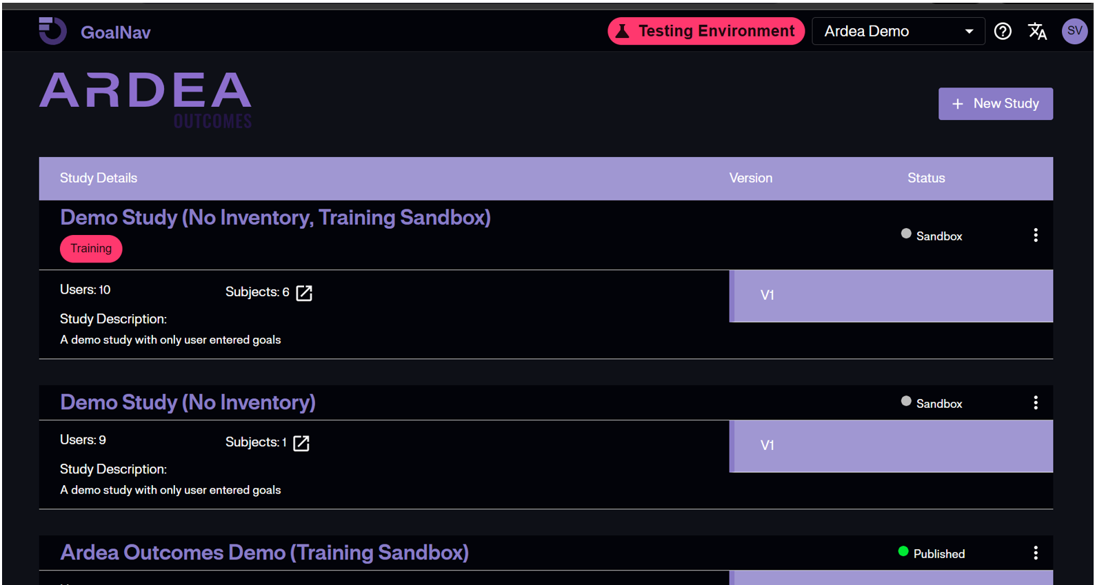 GoalNav in Dark Mode